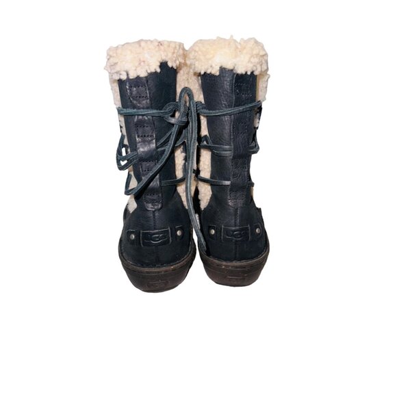 UGG Australia Akadia 1007760 Black Stout Suede Leather Lace Up Boots Sheerling 7 - Picture 16 of 16